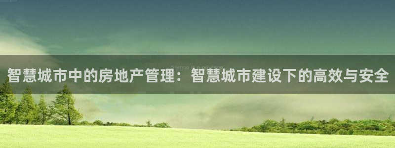 天狮娱乐主：智慧城市中的房地产管理：智慧城市建设下的高效与安
